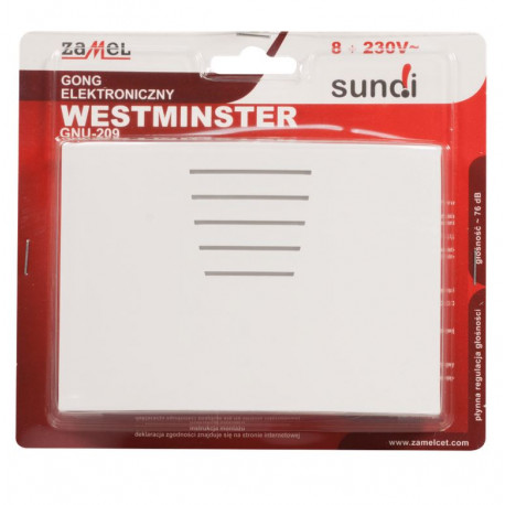 Dzwonek WESTMINSTER GNU-209-BIA 8-230V Zamel