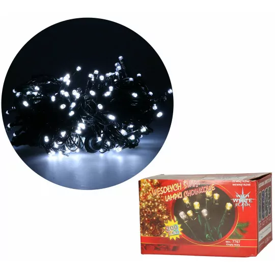 Lampki choinkowe 200 LED 8W barwa zimna + zimny flash 15m zewnętrzne i wewnętrzne VITALUX