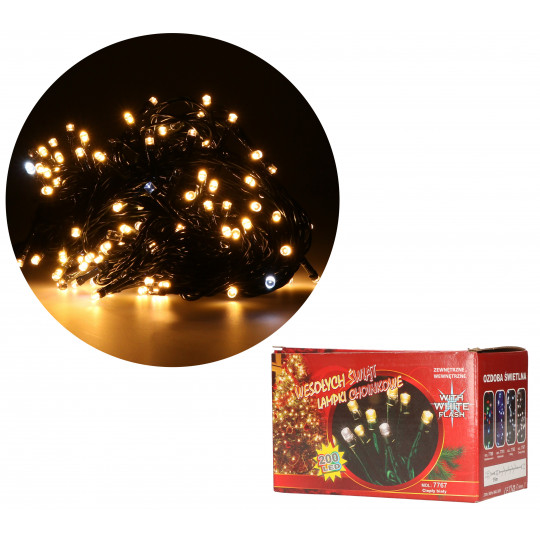 Lampki choinkowe 200 LED 8W barwa ciepła + zimny flash 15m zewnętrzne i wewnętrzne VITALUX
