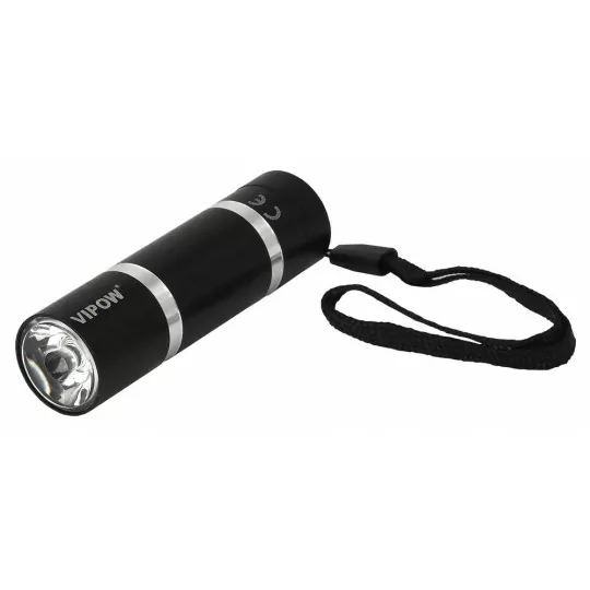 Latarka LED 1W aluminiowa czarna 3xAAA URZ0902 REBEL
