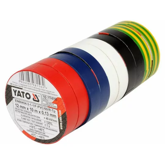 Zestaw taśm izolacyjnych mix 10 sztuk 12x10mm YT-8156 YATO