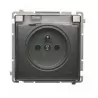 Basic Gniazdo pojedyncze z klapka z uziemieniem BMGZ1B.01/21a inox SIMON