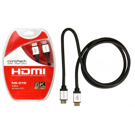 Kabel HDMI-HDMI v.2.1 8K 120Hz 1,5 metra NS-015 CONOTECH
