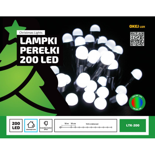 Lampki perełki LED LTK-200/M multikol 20m OKEJ-LUX