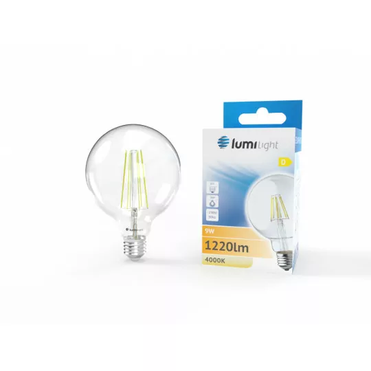 Żarówka LED E27 9W filament COG G95 barwa neutralna LL5887 LUMILIGHT