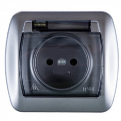 Akord 1gang sockets f/u cl.smoky AGZ1Be/26 silver