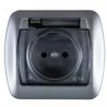 Akord 1gang socket with grounding key smoky AGZ1Be/26 silver SIMON