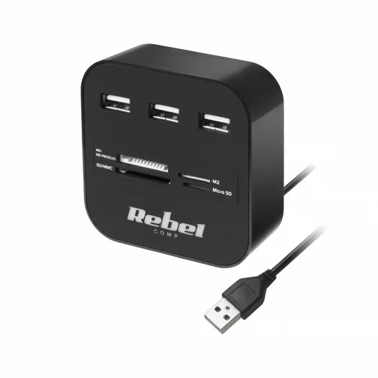 HUB USB 2.0 3-port. z czyt. kart pamięci KOM1020
