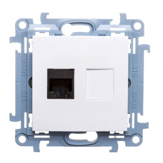 SIMON10 Gniazdo komputerowe pojedyncze kat.6 RJ45 śrubowy C61.01/11 białe