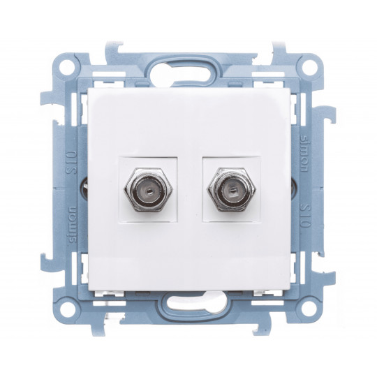 Simon10 Gniazdo antenowe podwójne " F" śrubowy CASF2.01/11 białe KONTAKT-SIMON