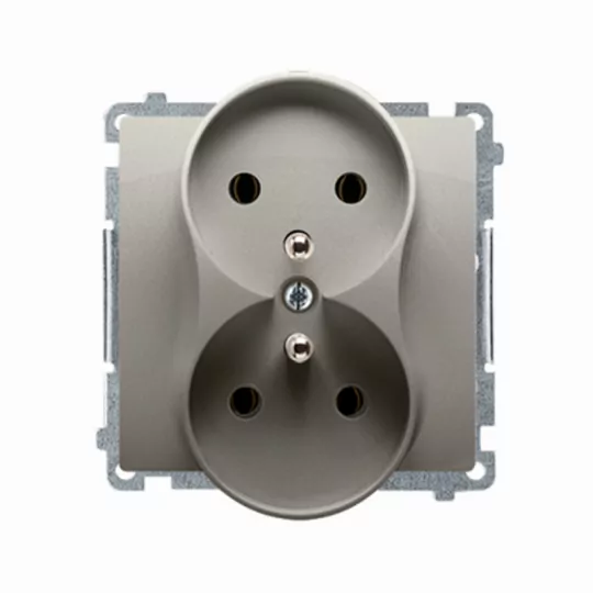 Basic 2gang grounded socket BMGZ2M.01/29 satin SIMON