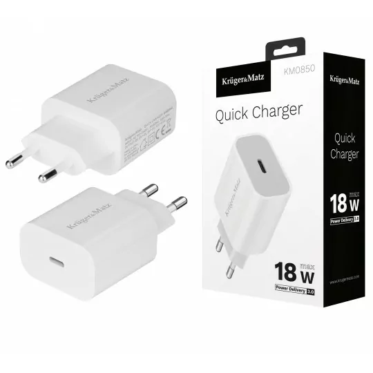 Ładowarka sieciowa USB-C 5V 3A Power Delivery 3.0 KM0850 KRUGER&MATZ