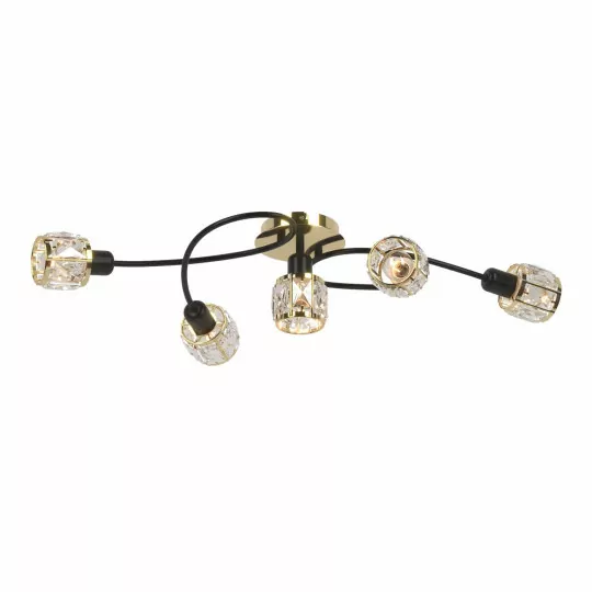 Lampa sufitowa glamour z kryształkami DESALIA-5 CR czarno-złota 5xE14 Vitalux Lampa sufitowa glamour z kryształkami DESALIA-5 CR czarno-złota 5xE14 Vitalux