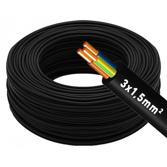Przewód kabel OMY okrągły 3x1,5 czarny