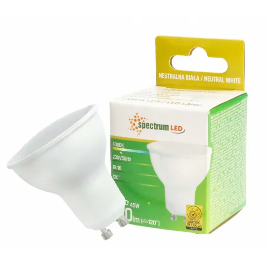 Żarówka LED GU10 reflektor 4W barwa neutralna WOJ+13261 SPECTRUM