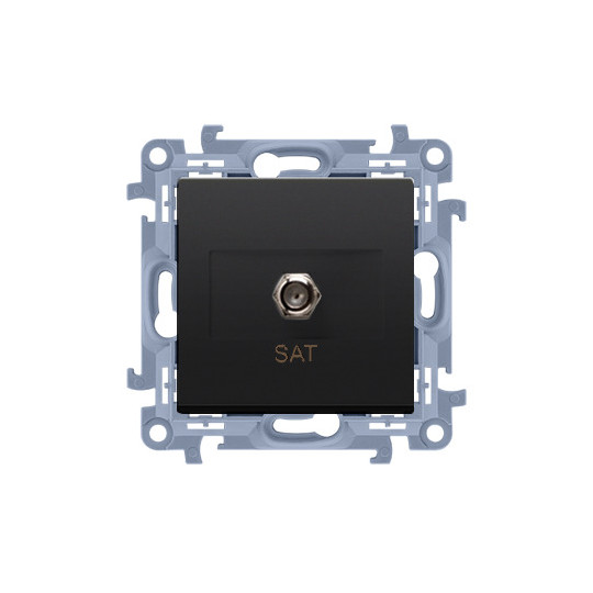 Simon10 Gniazdo antenowe pojedyncze pazurki / wkręty F CASF1.01/49 czarny KONTAKT-SIMON