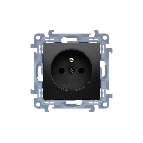 Simon10 Gniazdo pojedyncze z uziemieniem szybkozłącza CGZ1C.01/49 czarny mat KONTAKT SIMON