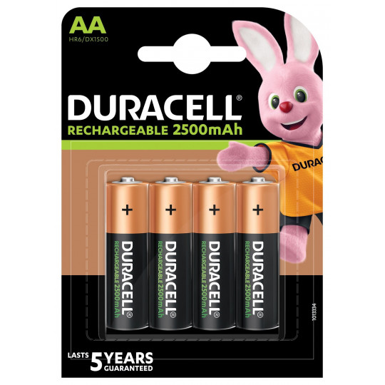 HR6 AA 2500mAh rechargeable batteries 4pcs pack Duracell