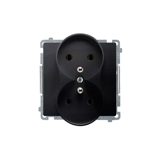 Basic 2gang grounded socket outlet BMGZ2M.01/28 graphite SIMON Basic 2gang grounded socket outlet BMGZ2M.01/28 graphite SIMON