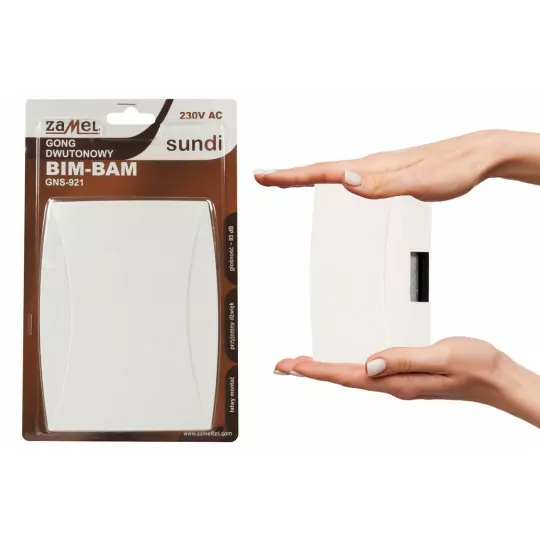 Dzwonek przewodowy gong dwutonowy biały BIM-BAM 230V GNS-921 ZAMEL