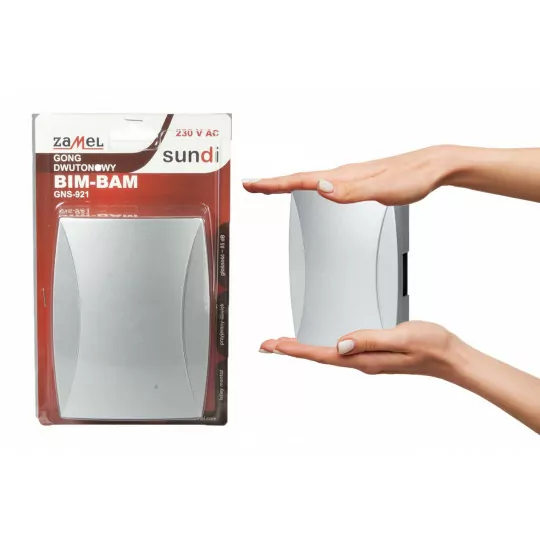 Dzwonek przewodowy gong dwutonowy srebrny  BIM-BAM 230V GNS-921-SRB ZAMEL