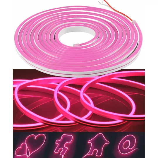 Pasek taśma NEON LED 12V 27W 5 metrów IP65 barwa różowa 315052 GOLDLUX