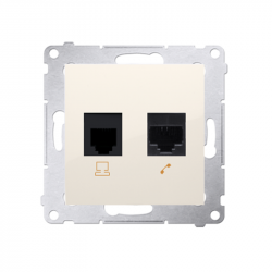 Simon54 RJ45 category 5e computer socket + RJ12 telephone socket D5T.01/41 beige