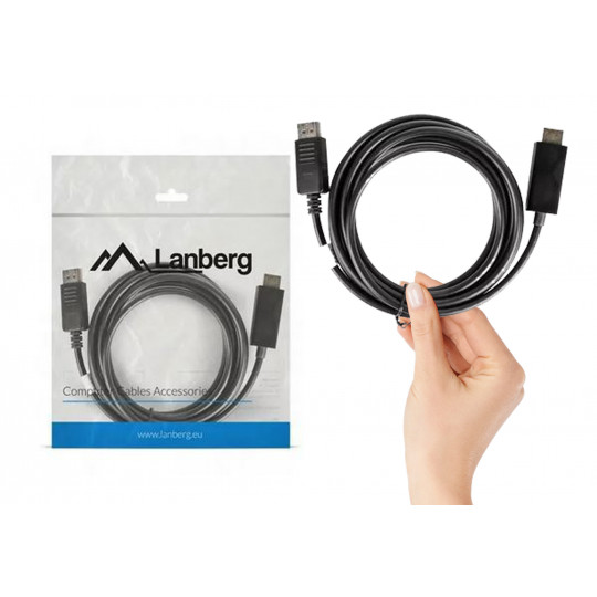 Kabel adapter DisplayPort-HDMI 3 m CA-DPHD-0030BK LANBERG