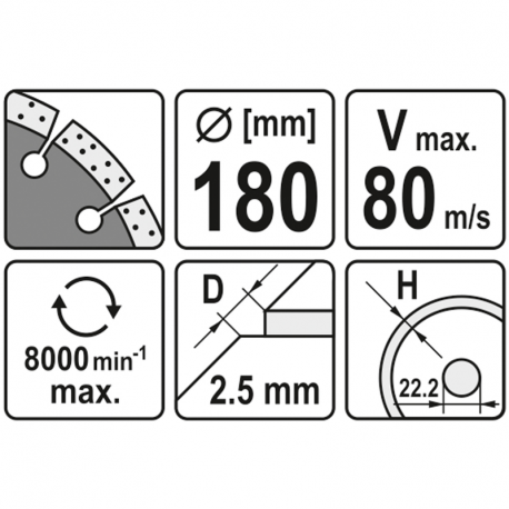 Tarcza diamentowa segmentowa 180mm YT-6004 Yato