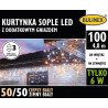 Lampki oświetlenie kurtyna sople 100 LED zewnętrzne 50/50 barwa ciepła + zimna IP44 4,8m 13-555 BULINEX