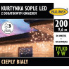 Lampki oświetlenie kurtyna sople 200 LED zewnętrzne barwa ciepła IP44 9,6m 13-578 BULINEX