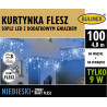 Lampki oświetlenie kurtyna sople 100 LED zewnętrzne barwa niebieska + flash IP44 4,8m 13-566 BULINEX