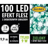 Lampki choinkowe zewnętrzne łańcuch 100 LED barwa zielona + flash IP44 9,9m 13-137 BULINEX