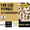 Lampki choinkowe zewnętrzne 140 LED płynące 8 funkcji barwa ciepła IP44 6,95m 13-148 BULINEX