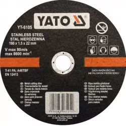 Stainless steel cutting disc 180x1.5x22mm YT-6105 YATO