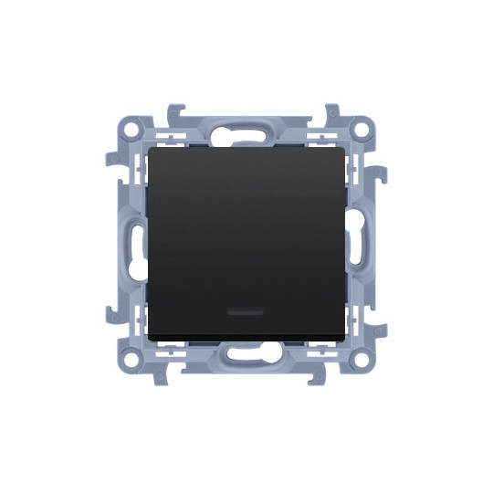 Simon10 Łącznik jednobiegunowy podświetlany pazurki / wkręty CW1L.01/49 kolor czarny