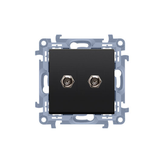 Simon10 Gniazdo antenowe SAT podwójne końcowe pazurki / wkręty CASF2.01/49 kolor czarny