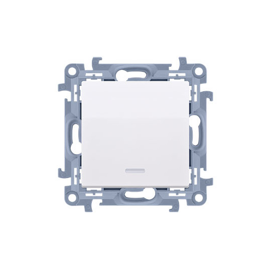 Simon10 Łącznik jednobiegunowy podświetlany LED pazurki / wkręty CW1L.01/11 biały