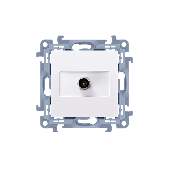 Simon10 Gniazdo antenowe końcowe pojedyncze pazurki / wkręty CAK1.01/11 kolor biały KONTAKT-SIMON