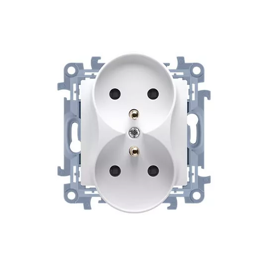Simon10 double earthed socket CGZ2M.01/11 white SIMON