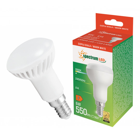 Żarówka LED E14 6W R-50 230V WW ciepła WOJ+13987 Spectrum