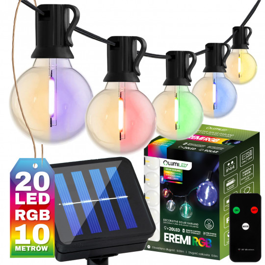 Girlanda solarna EREMI RGB 20LED 10,6m LUMSOL0017 LUMILED