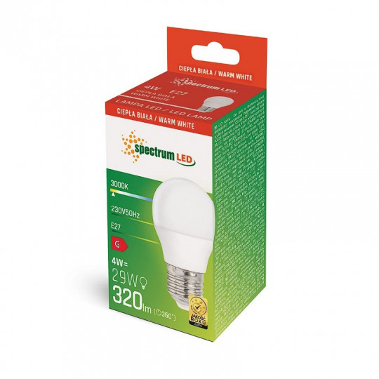 Żarówka LED kulka E27 230V 4W WW WOJ+13032 SPECTRUM