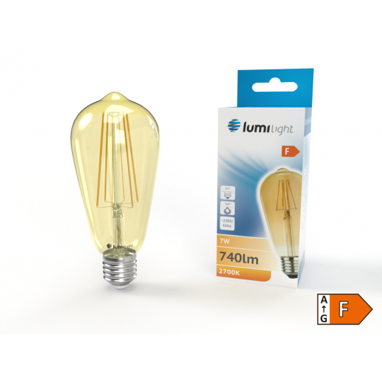 Żarówka LED E27 7W WW FLMG ST64 gold LL5931 LUMILIGHT