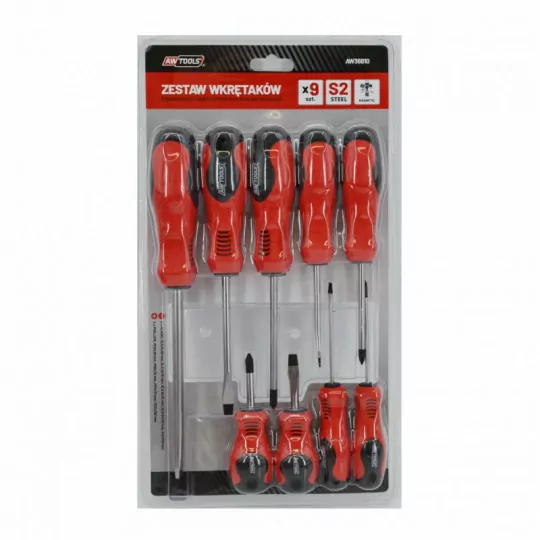 Zestaw wkrętaków S2 STEEL 9 sztuk AW36810 AWTOOLS Zestaw wkrętaków S2 STEEL 9 sztuk AW36810 AWTOOLS