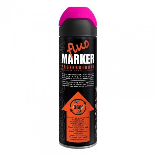 Marker Spray fluo różowy 500ml geodezyjny 104003 DECO COLOR