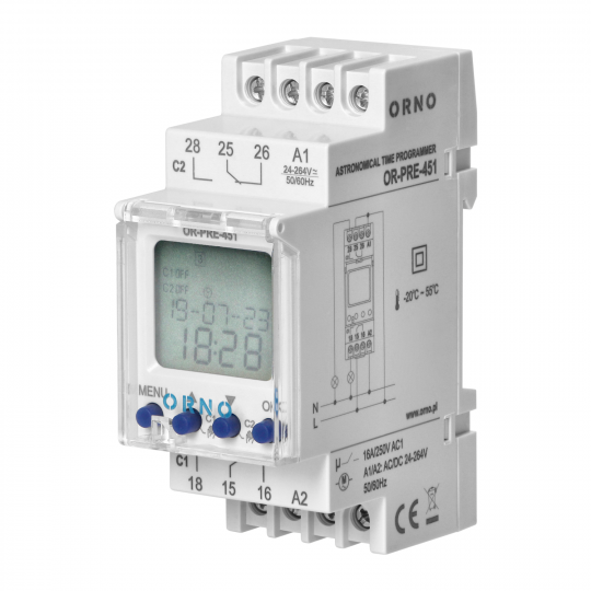 Elektroniczny programator czasowy DIN OR-PRE-451 ORNO