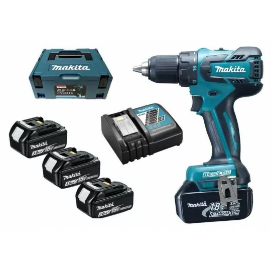 Zestaw wiertarko-wkrętarka DDF459RF4J + 4x3Ah 18V Makita