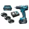 Zestaw wiertarko-wkrętarka DDF459RF4J + 4x3Ah 18V Makita