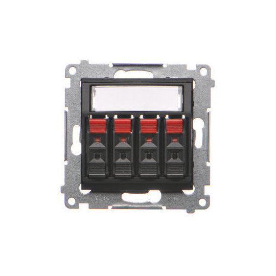 Simon54 Gniazdo głośnikowe 4-krotne z polem opisowym DGL34.01/49 czarne KONTAKT SIMON